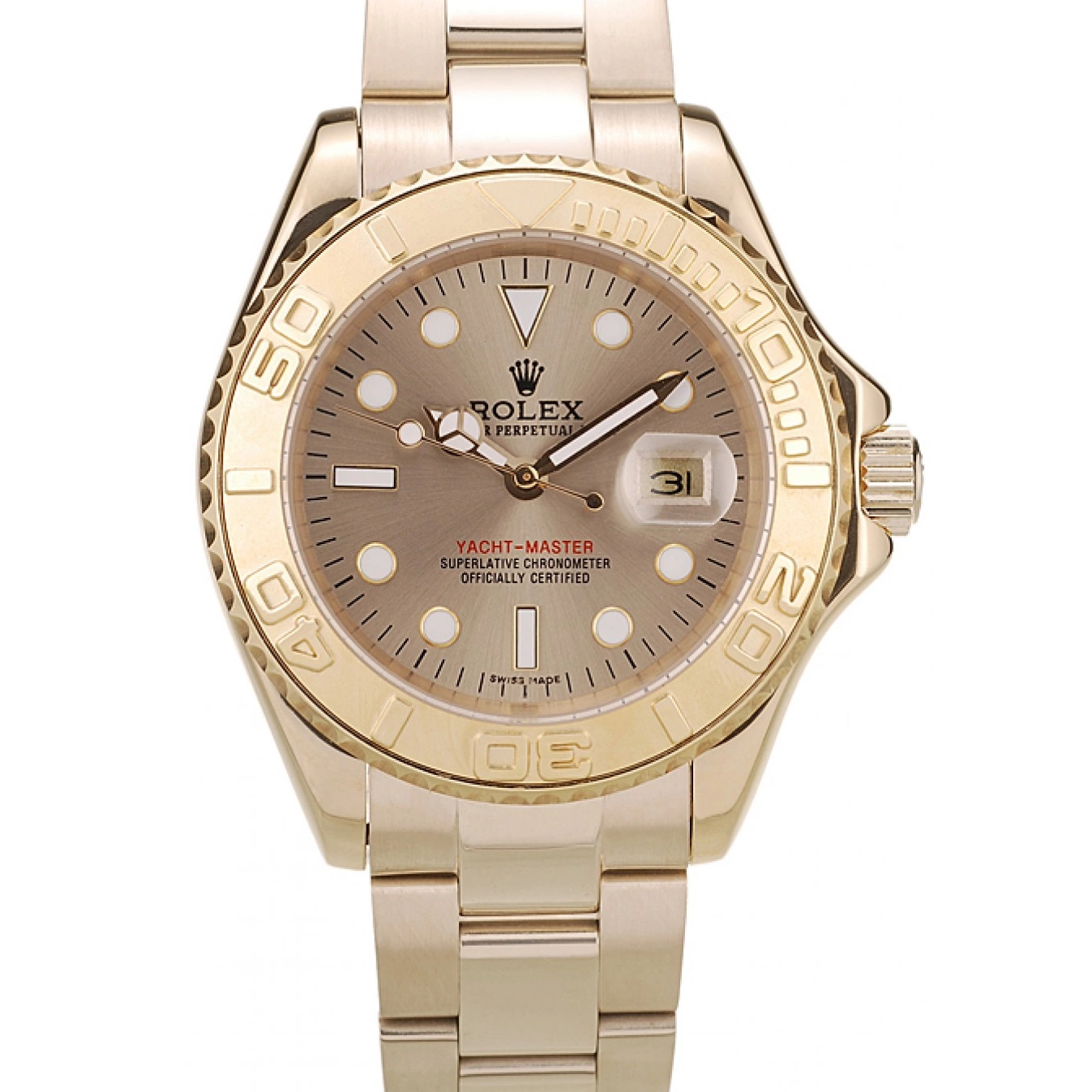 Aaa replica Rolex Yacht Master Gold Dial Gold 98232 Bezel 0604